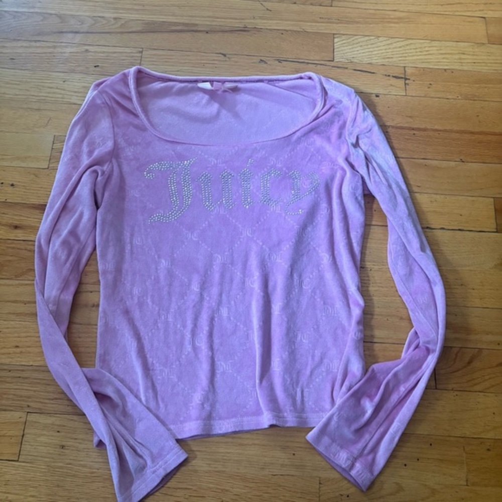 Pink Juicy Couture Velour Long Sleeve Top Size Large